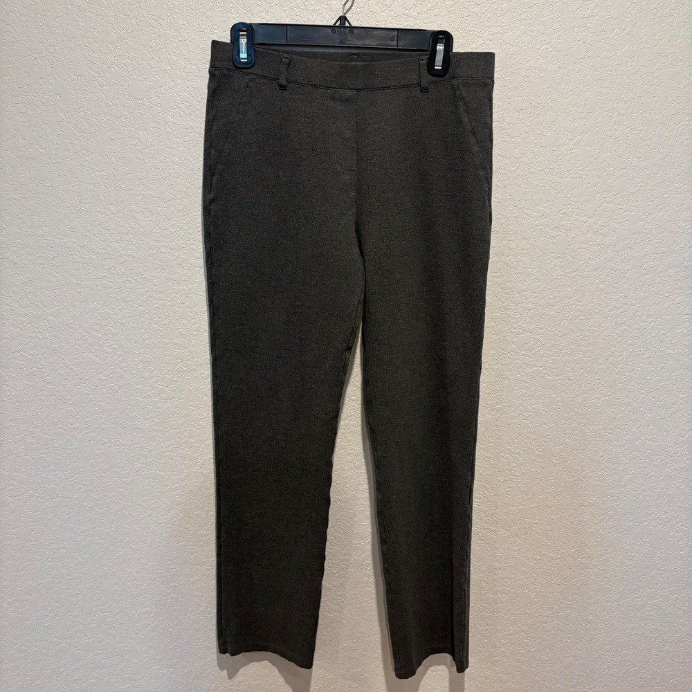 Quince Ultra-Stretch Ponte Straight Leg Pants Charcoal Gray Medium LB24720